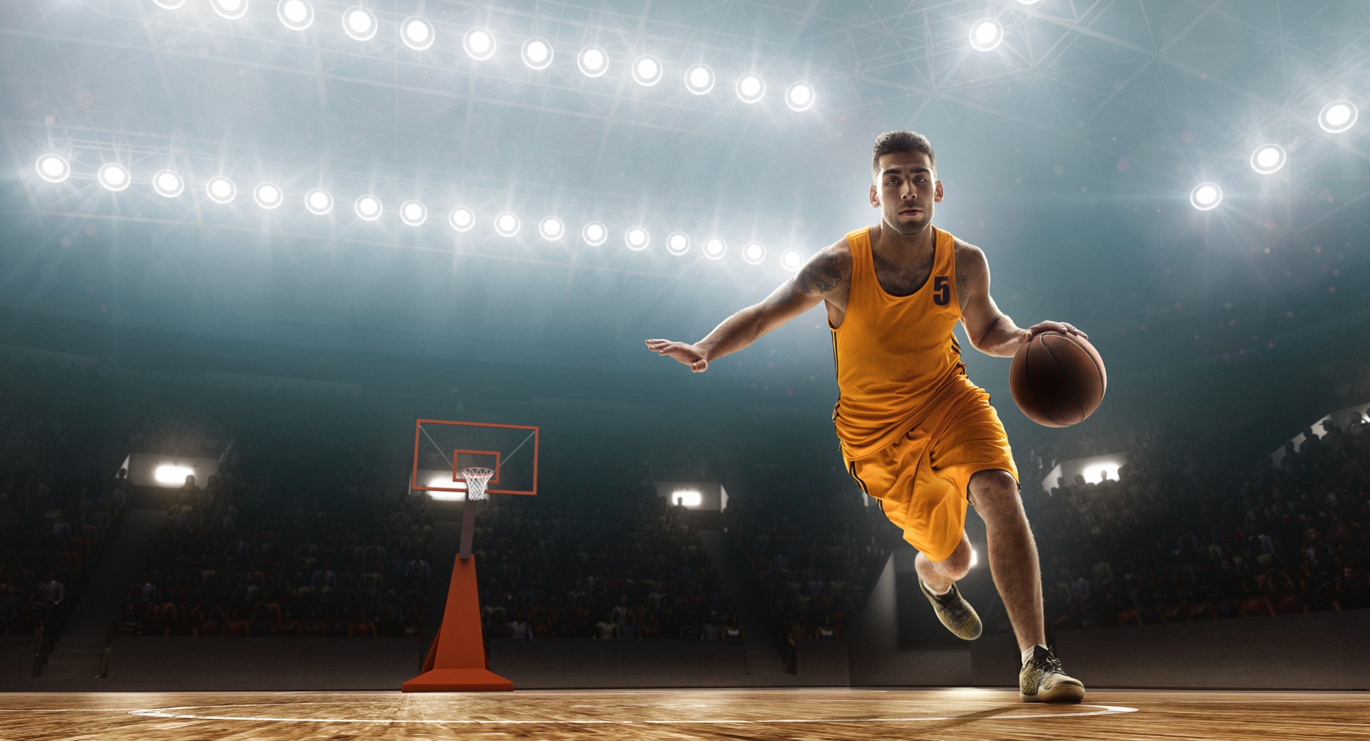 Basketball player dribbling